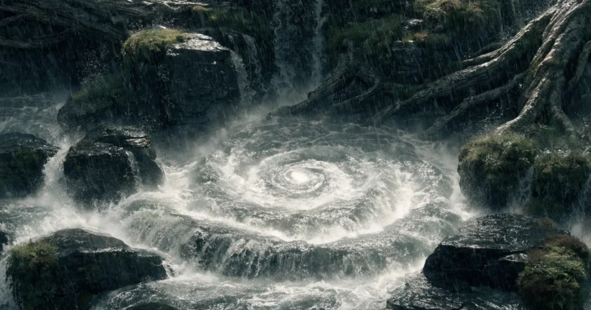 The Ascent human-capacity matrix opening into a natural fractal landscape